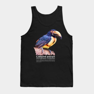 Collared aracari tropical bird white text Tank Top